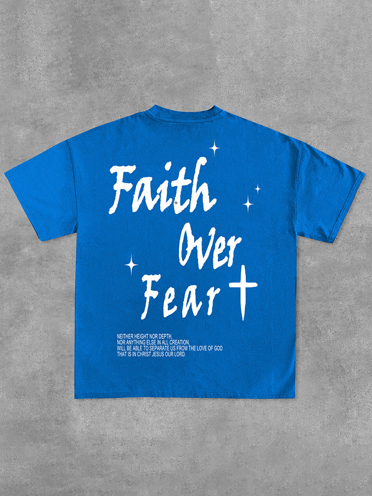 Faith Over Fear Bible Graphic Print Cotton T-Shirt