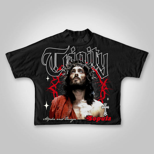 Vintage Thorn Jesus Graphic Cropped T-shirt