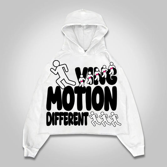 Vintage Motion Different Graphic Cropped Hoodie