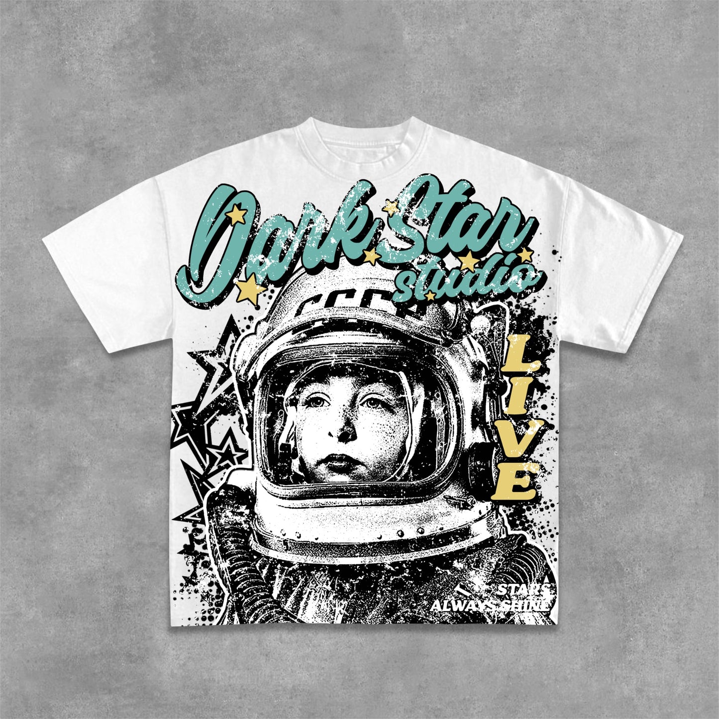 Darkstar Astronaut Alive Vintage Graphic Print Cotton T-Shirt