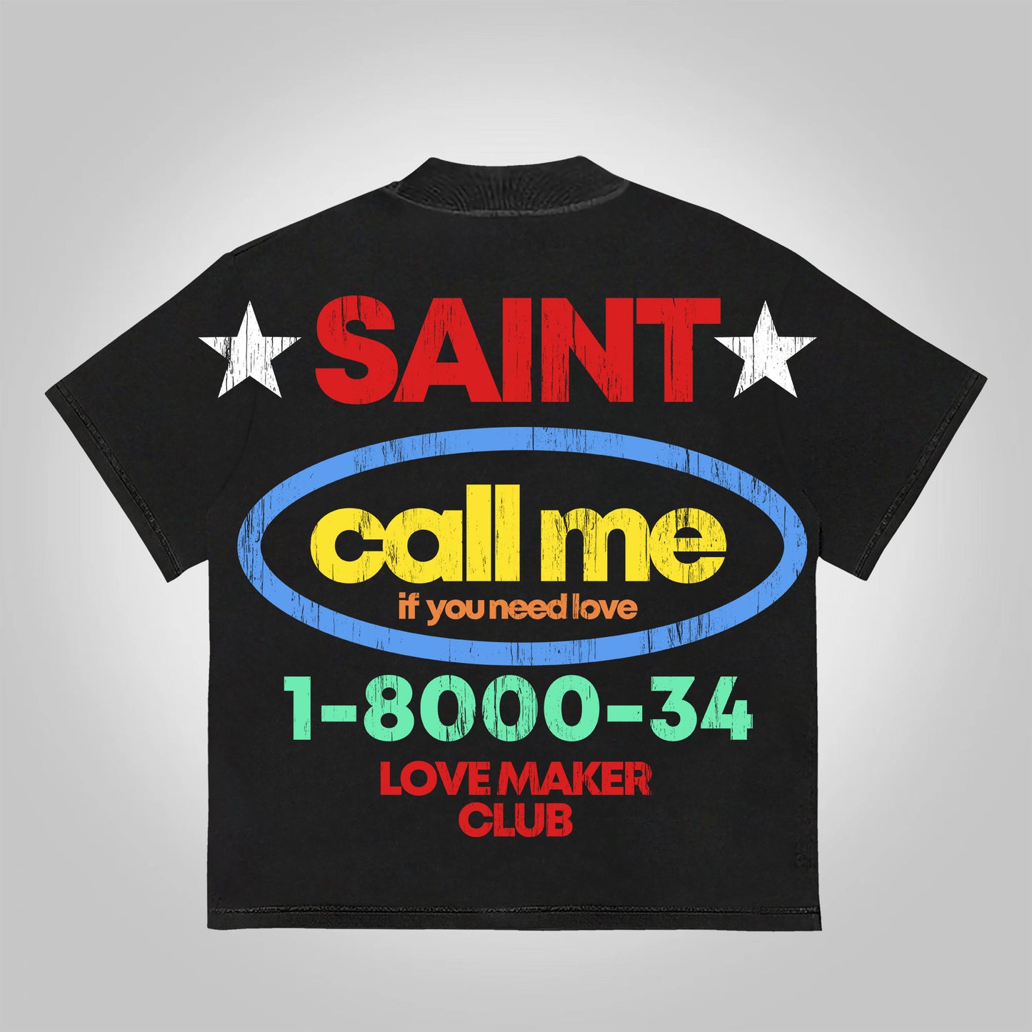 Vercoo Vintage Saint Call Me If You Need Love Graphic Short T-Shirt