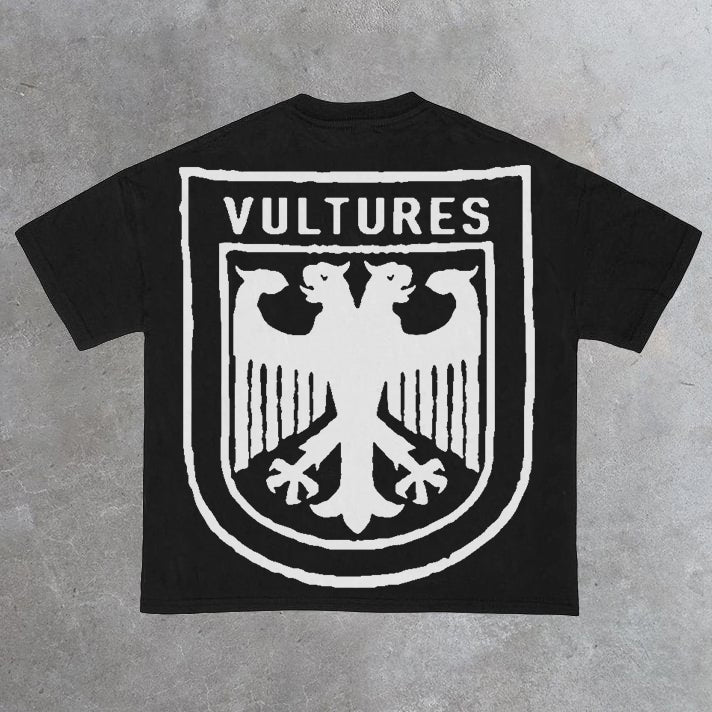 Vercoo Vintage Vultures Print Graphic Cotton T-Shirt