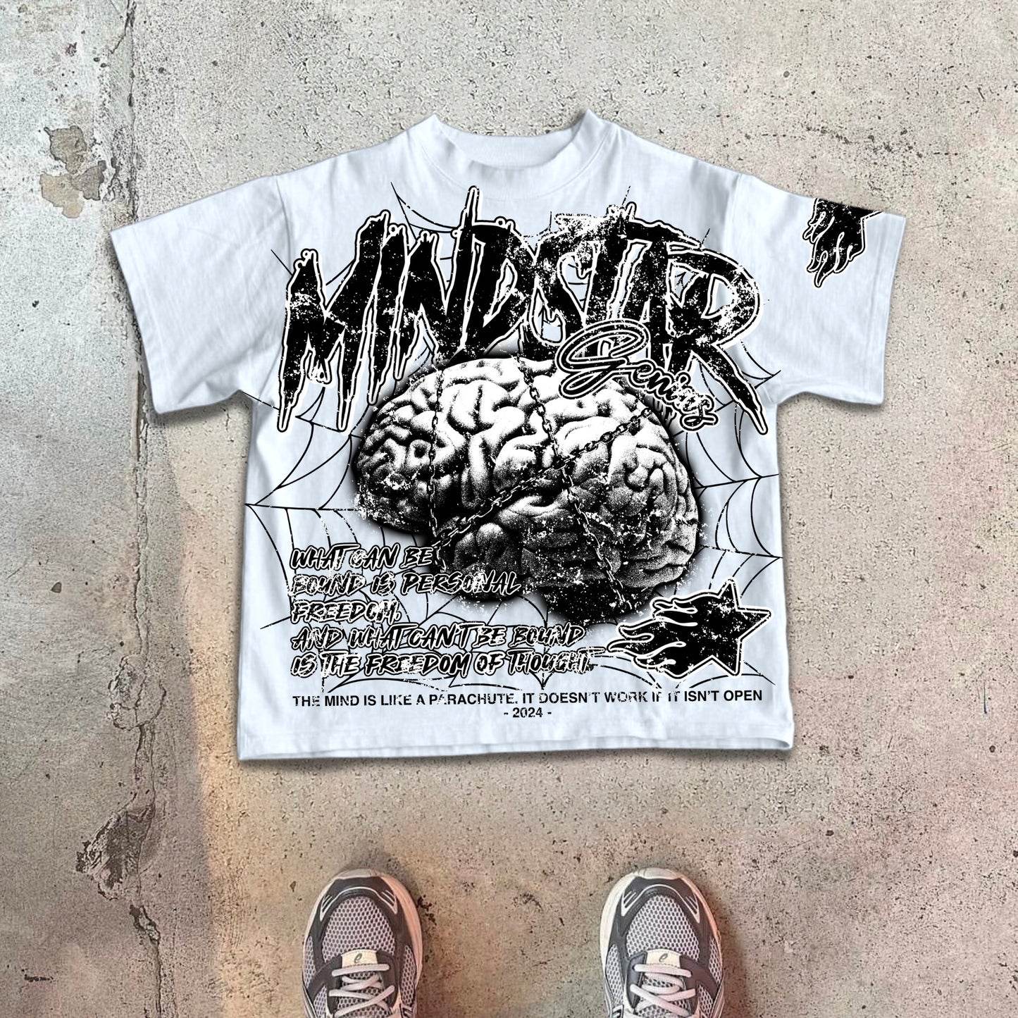 Men's 2024 Mindstar - The Shackles Of Thought - Old Printed Cotton T-Shirt