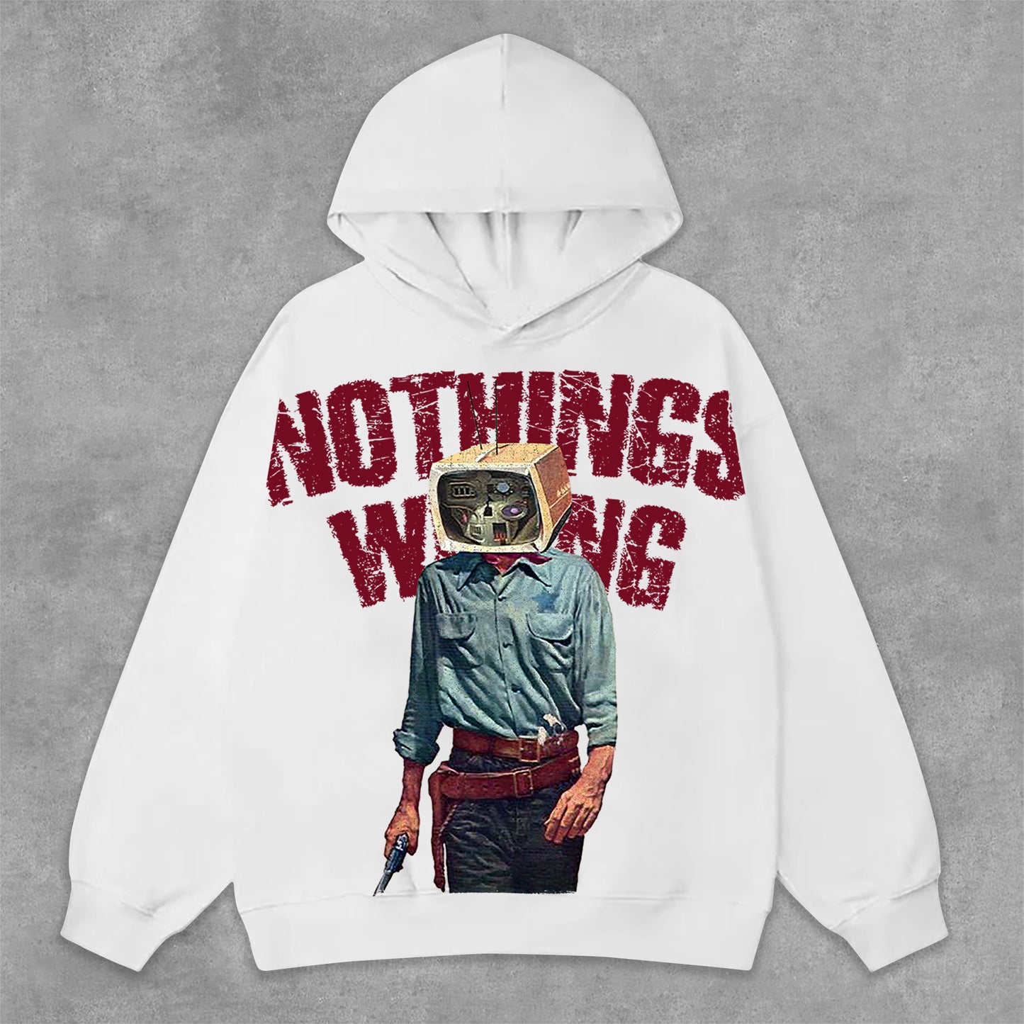 Vercoo Vintage Nothing Wrong Graphic Print Side Pockets Hoodie