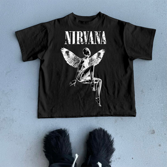 Nirvana Rebirth - Vintage Empty Mountain Base Print Cotton Casual T-Shirt