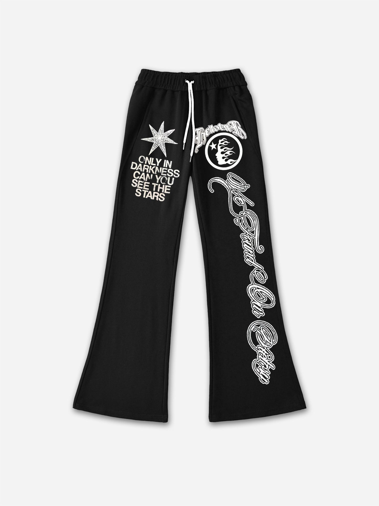 Vercoo Vintage Only Darkness Can You See The Stars Graphic Stylish Casual Flared Sweatpants