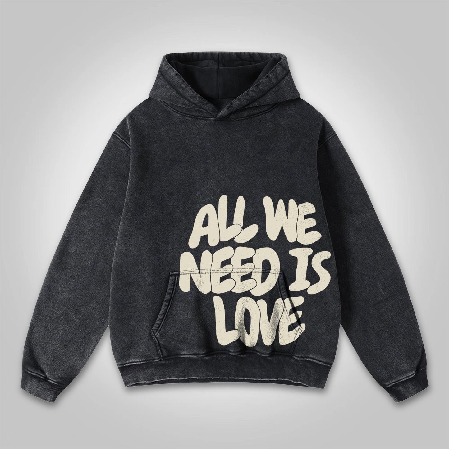 All We Need Is Love Print Pink Washed Hoodie