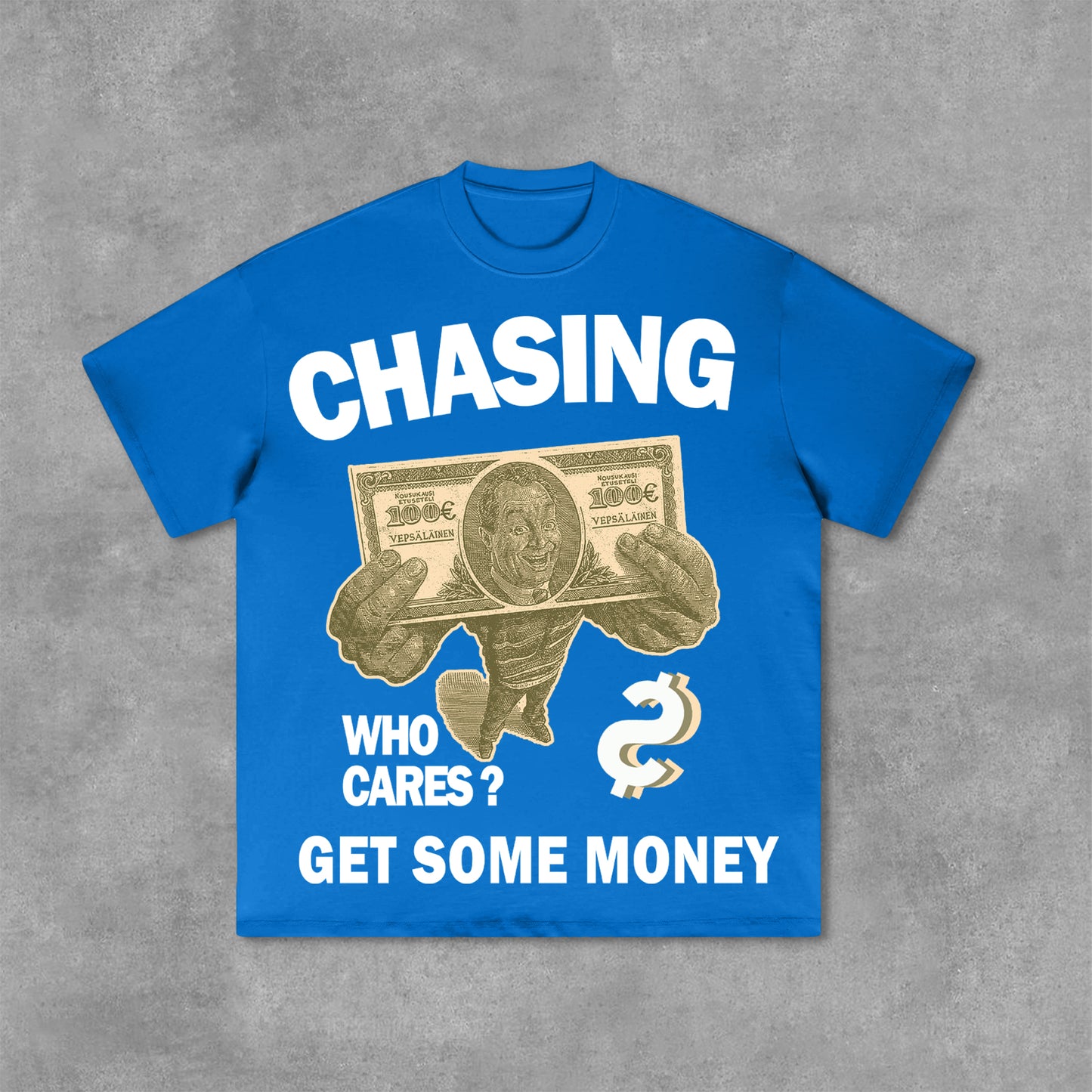 Vintage Chasing Money Graphic Print Cotton T-Shirt