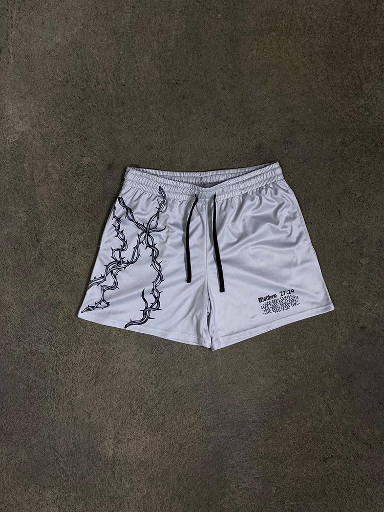 Jesus Letter Print Mesh Shorts