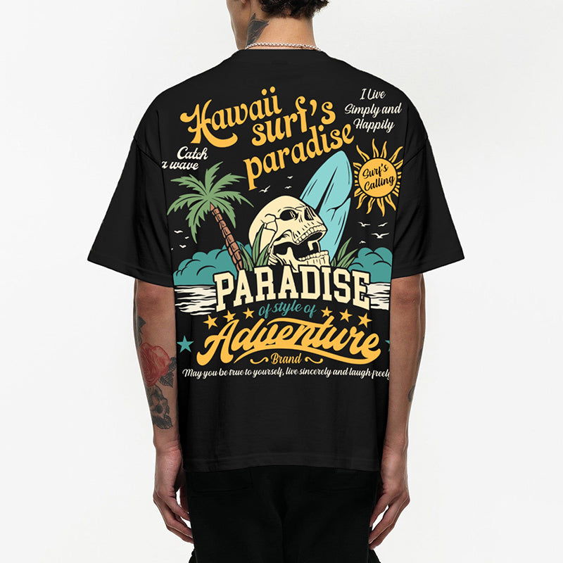 Men's Surfer's Paradise Vintage Print Cotton T-Shirt