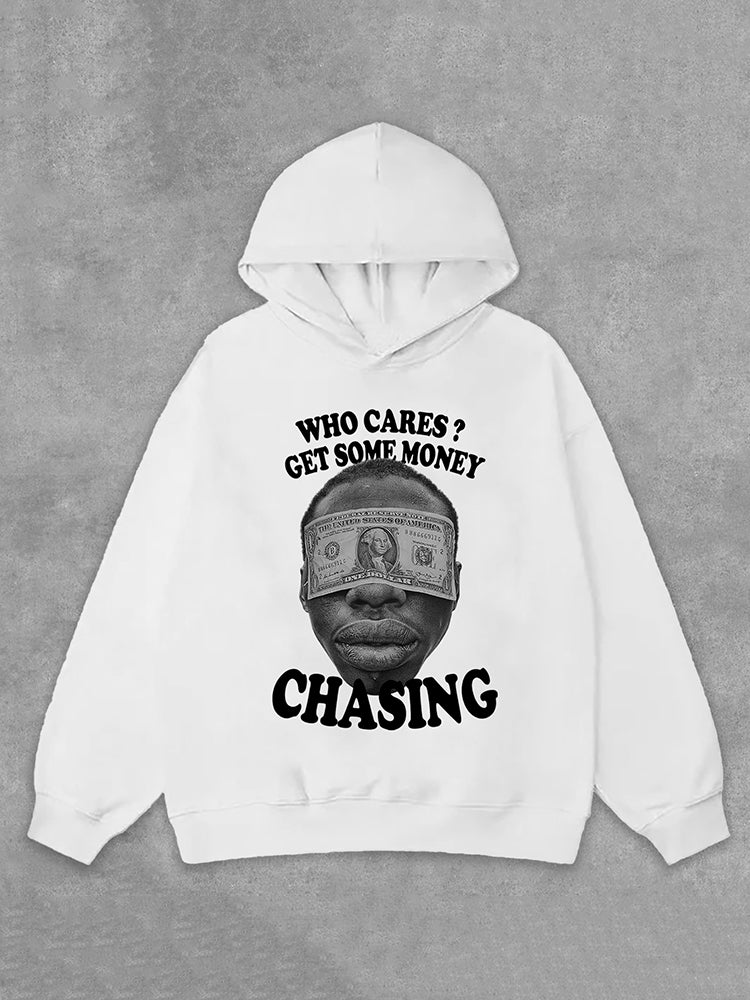 Men's Chasing Money Graphic Print Side Pockets Casual Hoodie