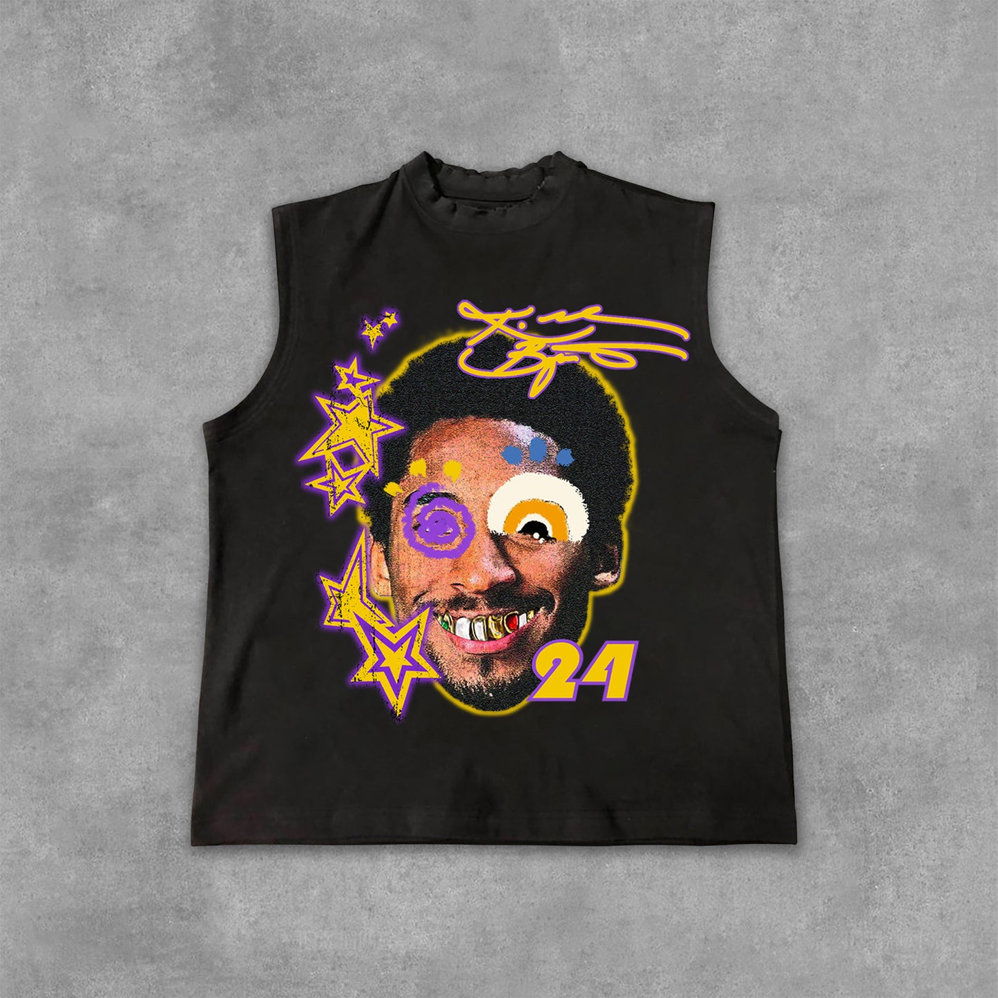 Kobe Bryant Graffiti Portrait Graphic Print Cotton Casual Tank Top