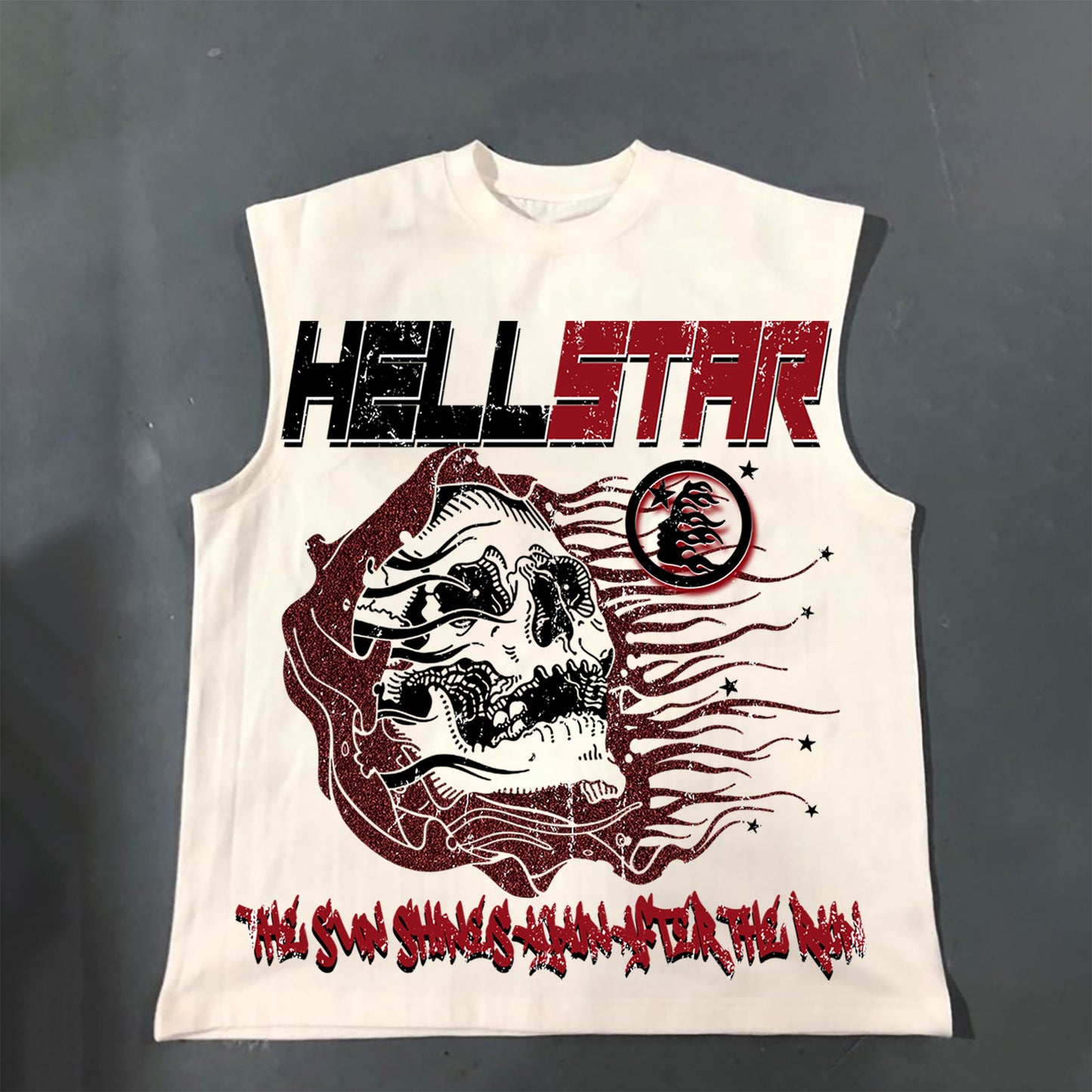 Flame Skeleton Star Print Cotton Tank Top