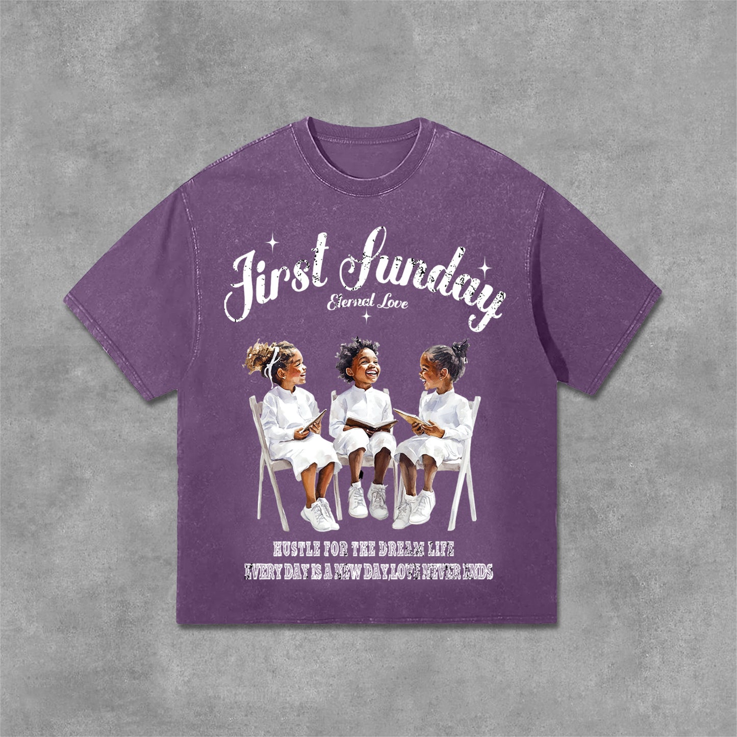 First Sunday Graphics Print Acid Washed T-Shirt