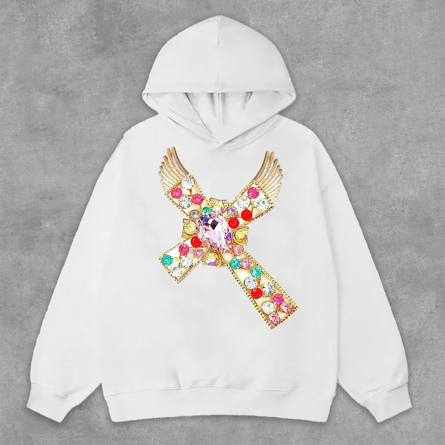 Men's Diamond Cross Graphic Print Side Pockets Hoodie