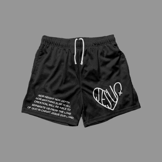 Vintage The Love Of God In Christ Jesus Our Lord Art Graphics Mesh Shorts