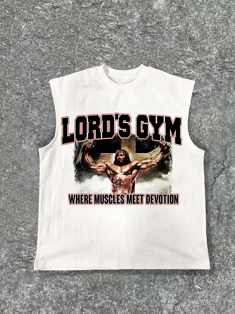 Jesus Lord's Gym Print Cotton Tank Top