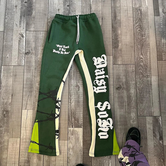 Y2k Fashion Puff Print Graphic Flared Sweatpants