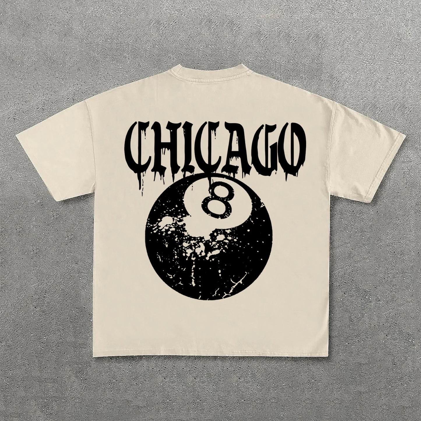 Chicago 8 Ball Print Cotton Casual T-Shirt