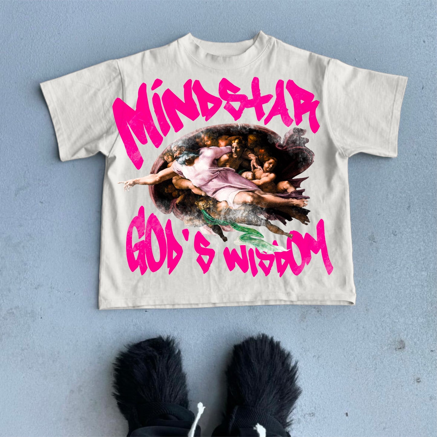 Mindstar - God's Wisdom Print Pattern Cotton T-Shirt