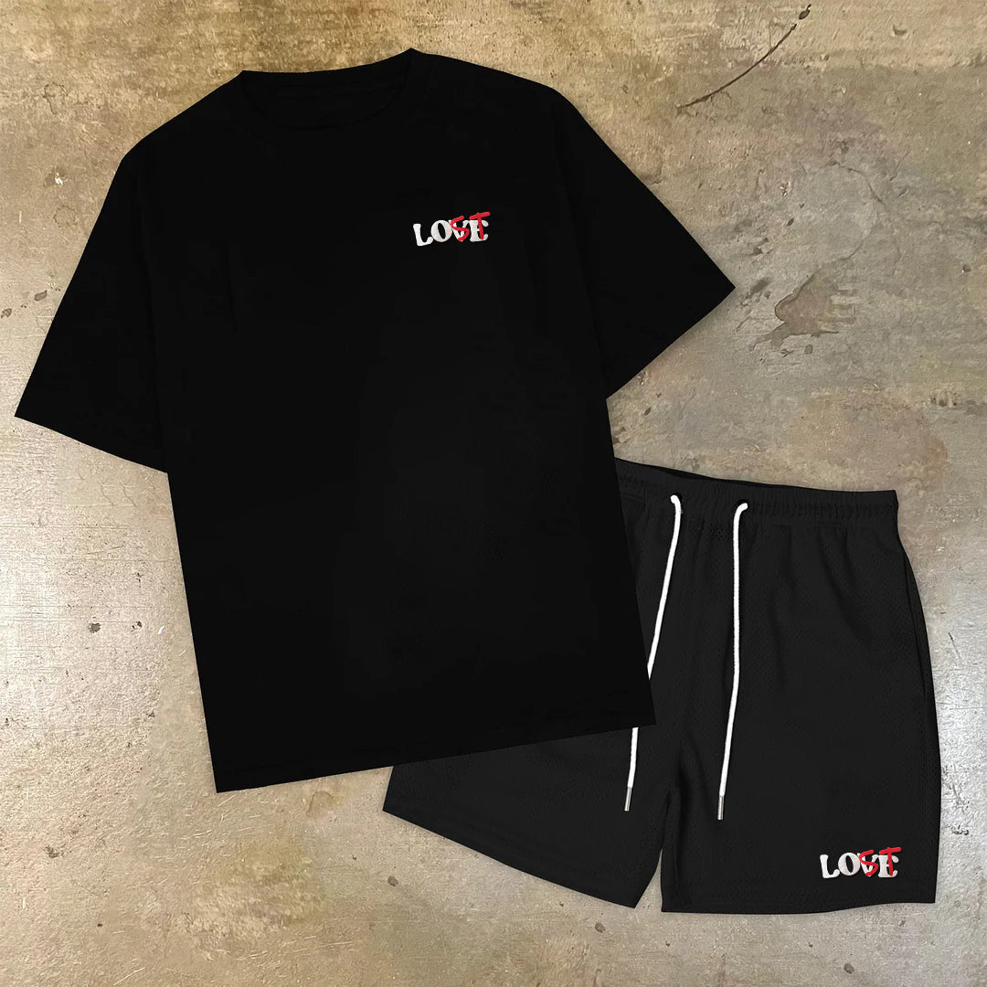 Your Lost Without Me Graphic Print T-Shirt And Shorts Sets