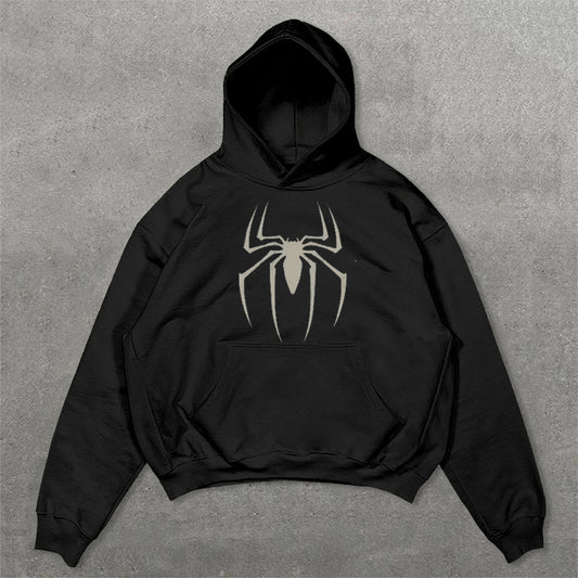 Vercoo Vintage Spider 90s Graphics Pocket Hoodie