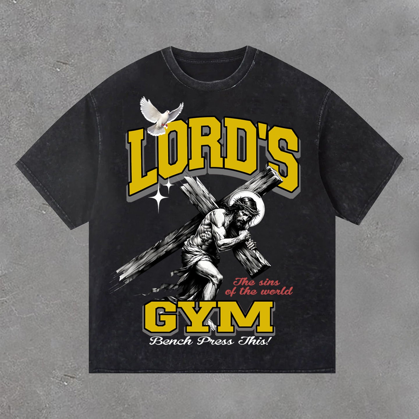 Lord's Gym Print Acid Washed T-Shirt