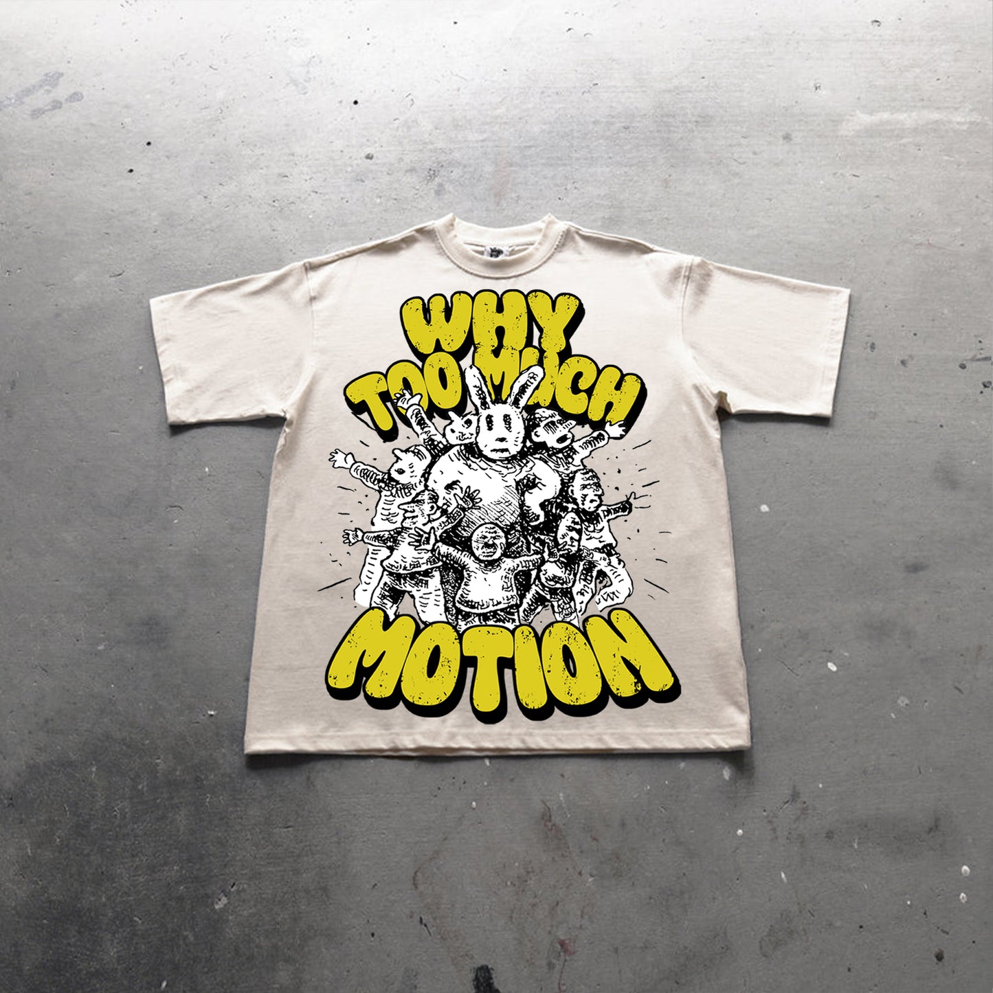 Vintage Why Too Much Motion Graphic Print Cotton T-Shirt