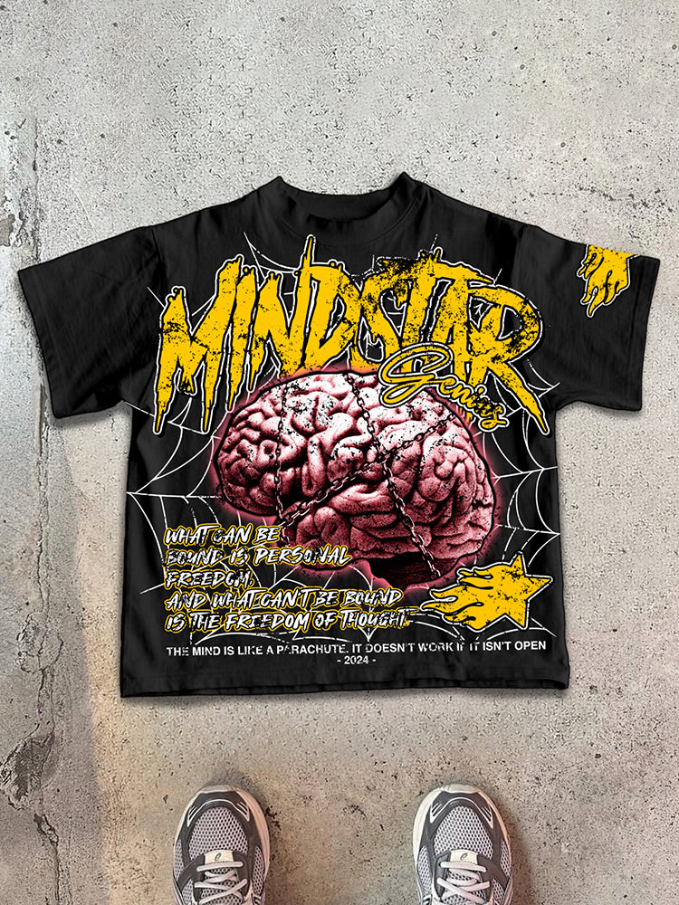 Men's 2024 Mindstar - The Shackles Of Thought - Old Printed Cotton T-Shirt