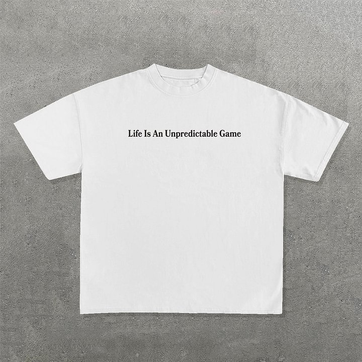 Vercoo Vintage Life Is An Unpredictable Game Graphic 100% Cotton T-Shirt