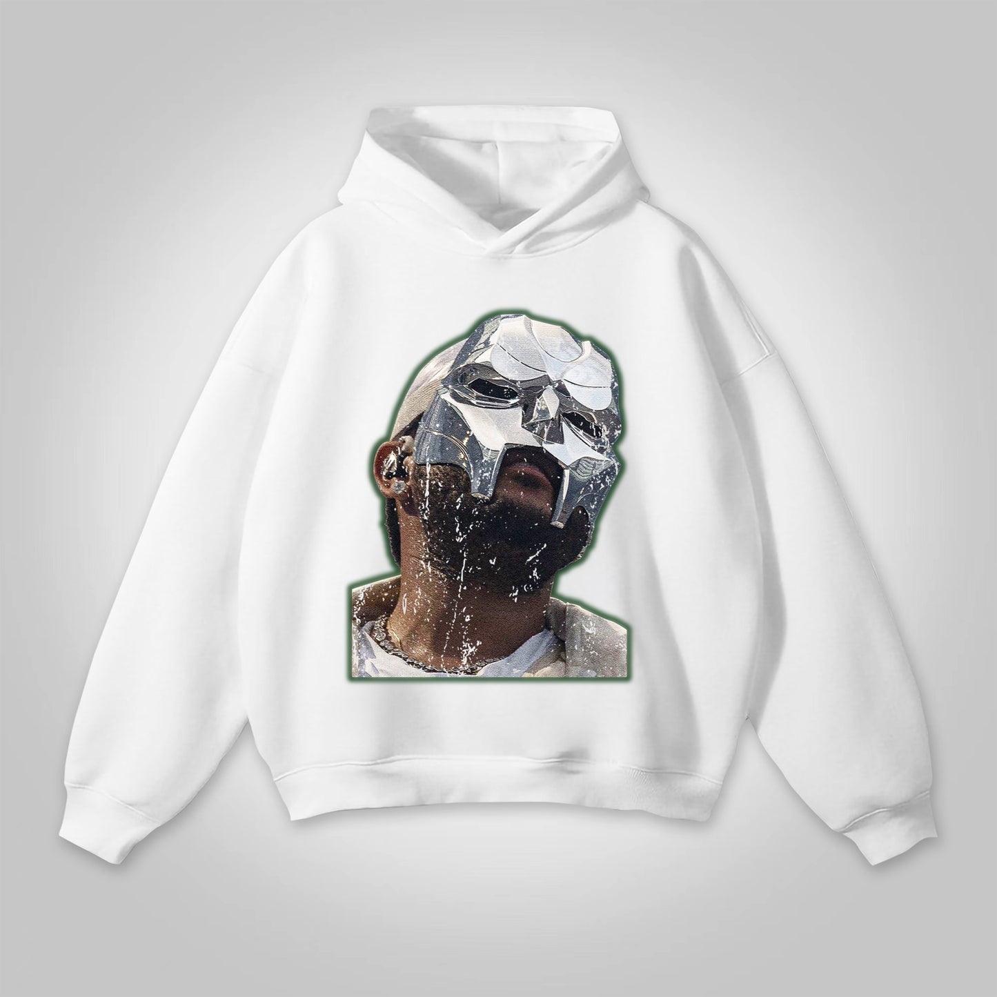 Vercoo Vintage The Illest Villain Mf Doom Graphic Print Pocketless Hoodie