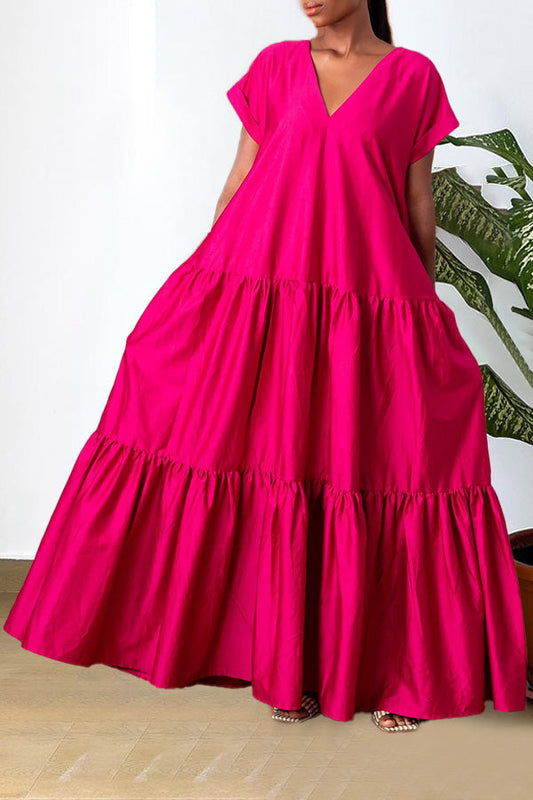 Gorgeous V-Neck Ruffle Hem Dress