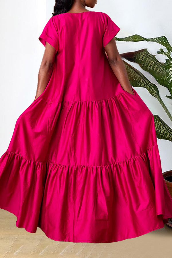 Gorgeous V-Neck Ruffle Hem Dress