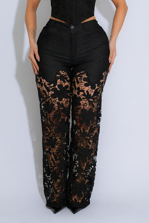 Fashion High Waist Lace Pants