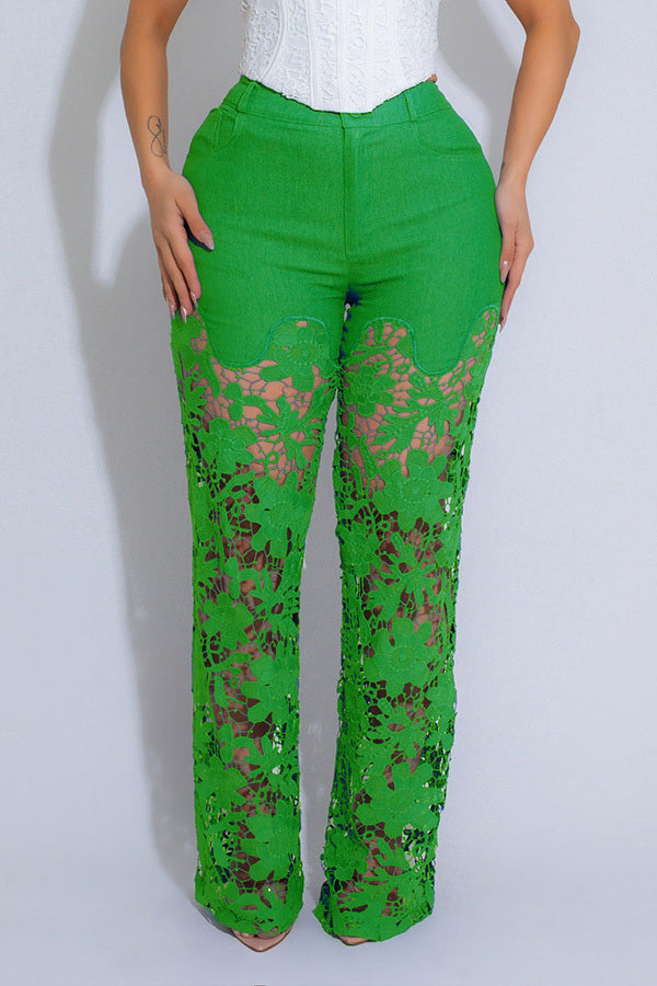 Fashion High Waist Lace Pants