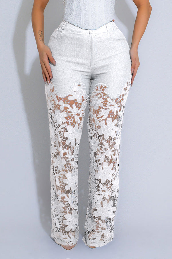 Fashion High Waist Lace Pants