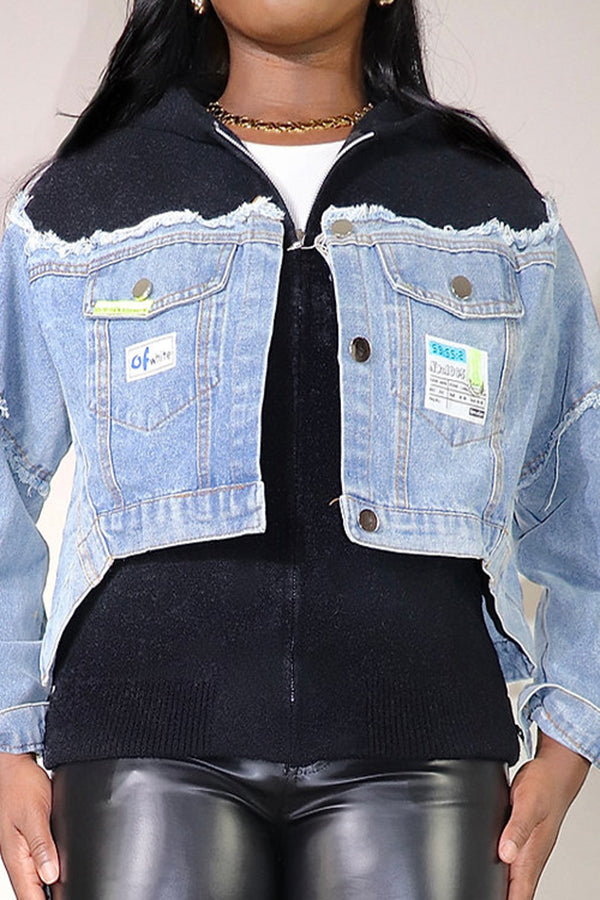 Casual Spliced Denim Jacket