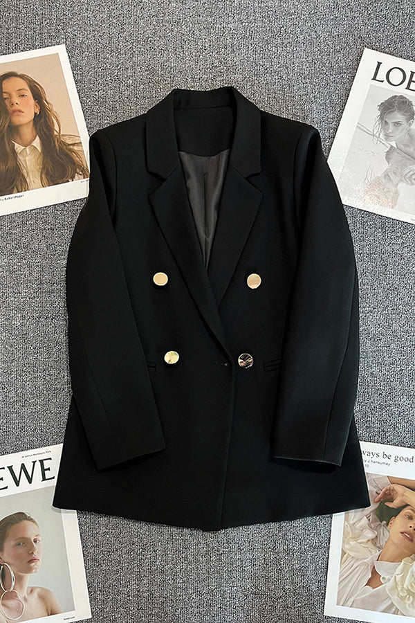 Classic Lapel Collar Double Breasted Blazer