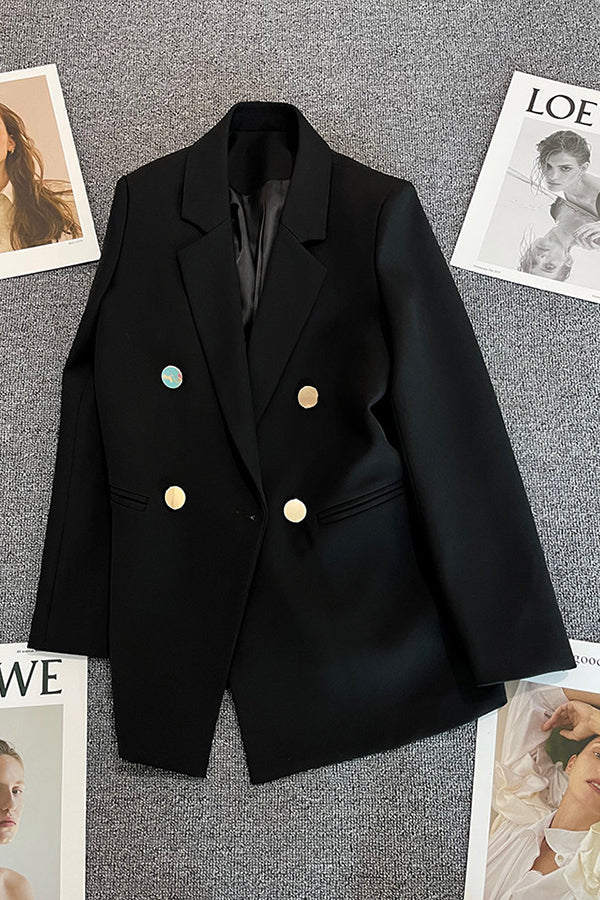 Classic Lapel Collar Double Breasted Blazer