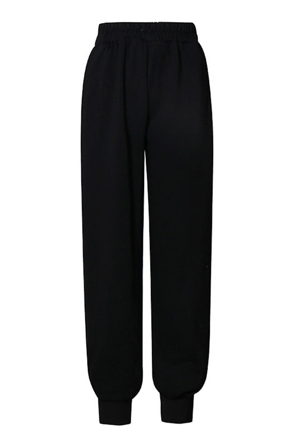 Casual Solid Elastic Waist Sweatpants