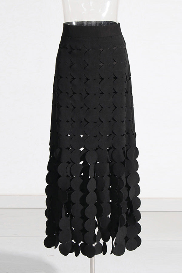 Chic Dot Panel Hollow Out Skirt