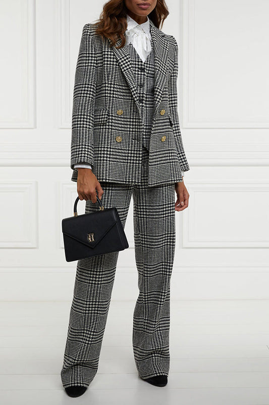 Classic Houndstooth Blazer & Pants Set