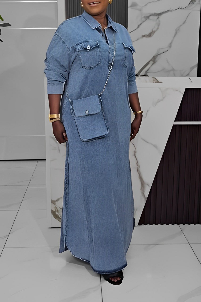 Cozy Loose Denim Maxi Dress