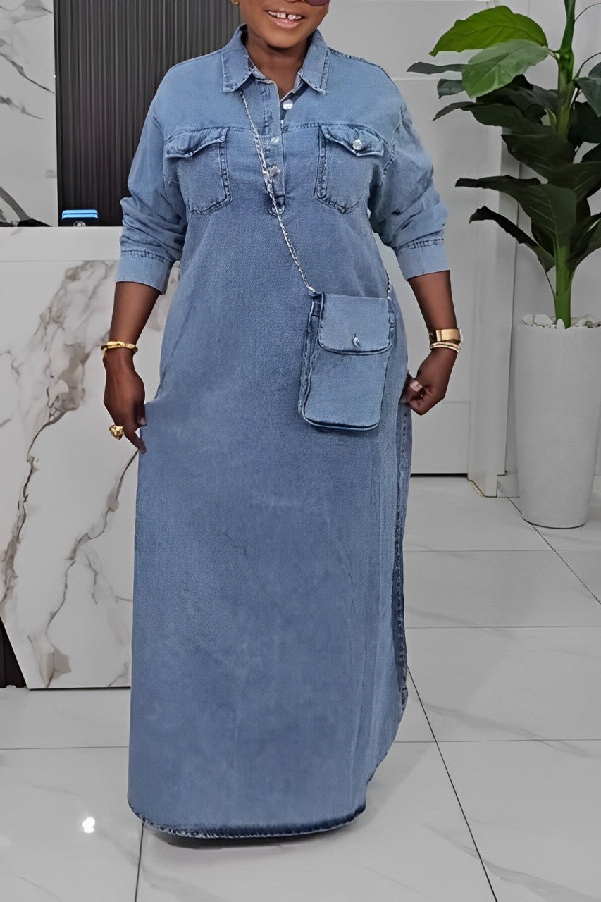 Cozy Loose Denim Maxi Dress