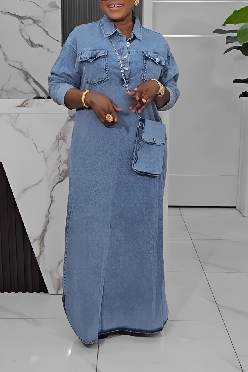 Cozy Loose Denim Maxi Dress