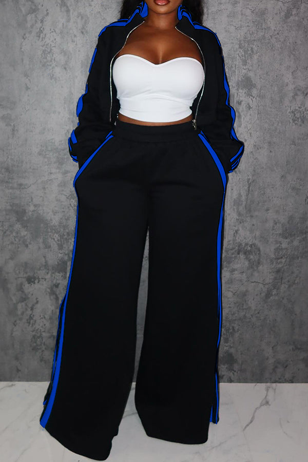 Casual Two Tone Sweatshirt & Pants Set