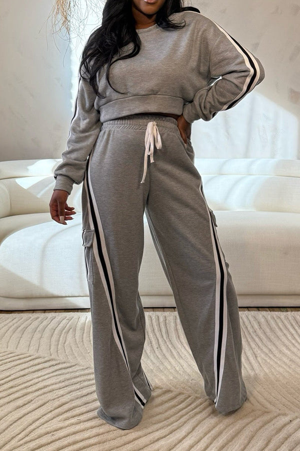 Casual Round Neck Top & Pants Set