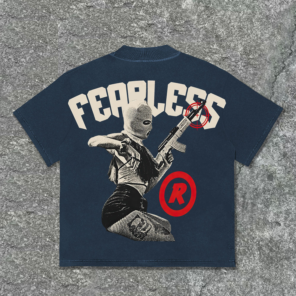 Vintage Fearless Cool Girl Print Graphic T-Shirt