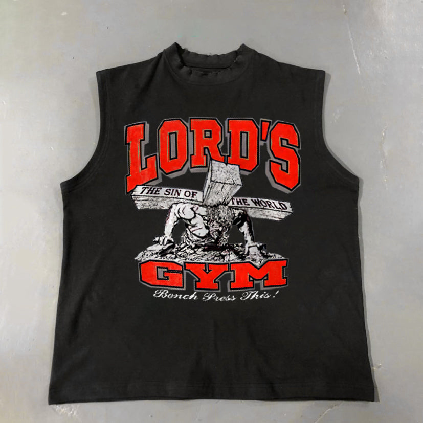 Lord's Gym God Print Cotton Casual Tank Top