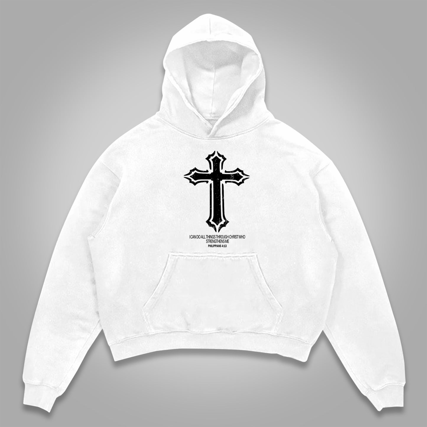 Philippians 4 13 I Can Do All Things Through Christ Who Strengthens Me Graphic Print Hoodie